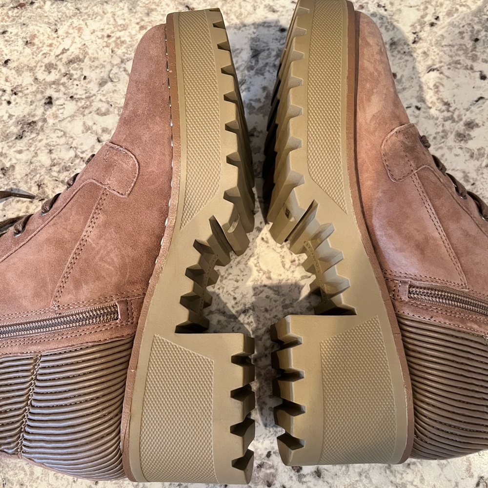 Women's Vince Camuto Brown Suede Zip Closure Movelly Combat Boot Size 8 - Picture 5 of 10